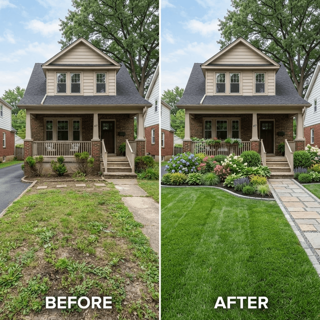 Illustrative current property view for landscaping